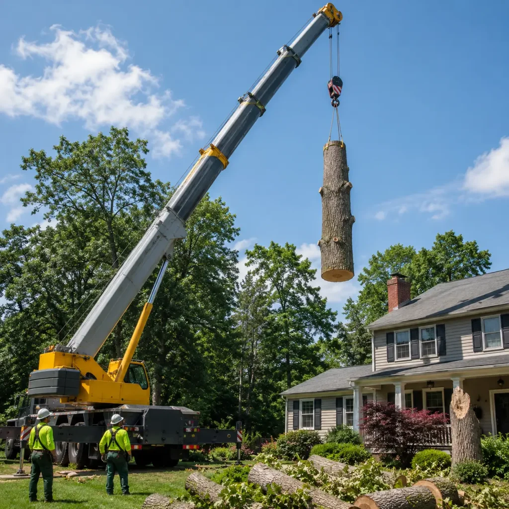 Crane-Assisted Removal — For Trees Over 70 ft