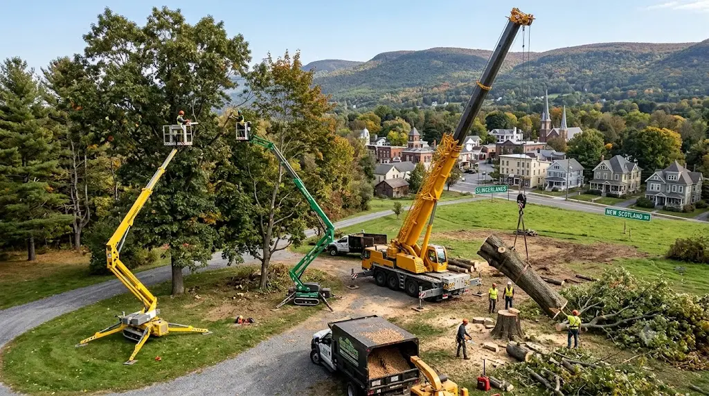 equipment is used to remove trees in Slingerlands NY