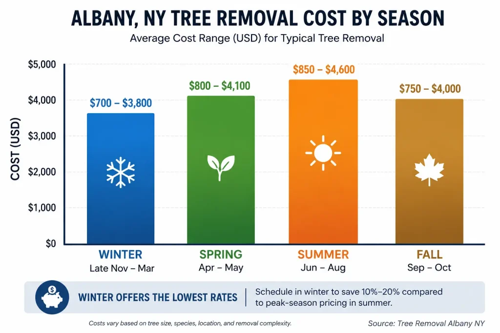 tree removal cost by season Albany NY